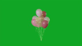 Pink and Red Balloons with Gold Confetti on Green Screen - Powered by Shutterstock - Get 15% off with code: PIKWIZARD15