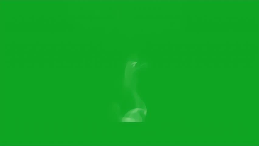 White Smoke Rising on Green Screen Background