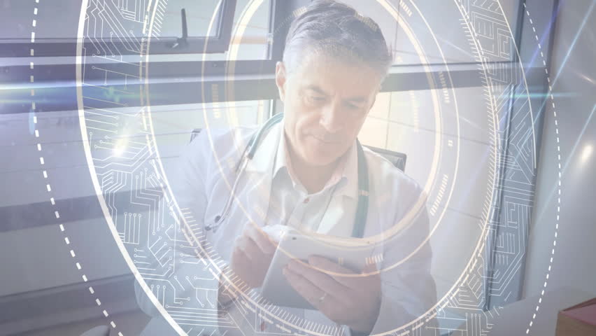 Doctor tapping phone as digital overlay appearing in health office, analyzing patient data. Medical, professional, technology, healthcare, consultation, modern, analytics - Powered by Shutterstock - Get 15% off with code: PIKWIZARD15