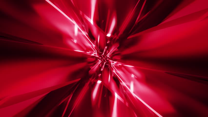 A 3d animation of neon red infinite futuristic tunnel with seamless looping