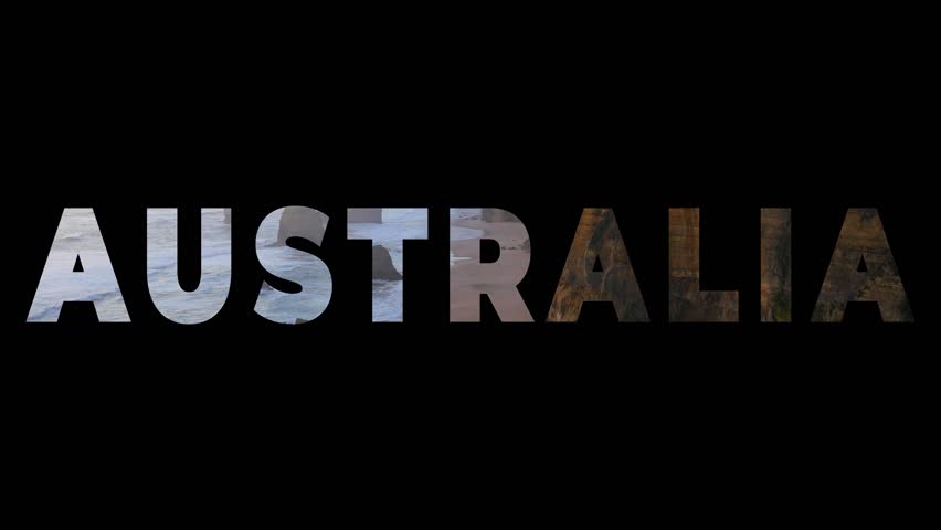 twelve apostles rock formation in australia overlaid with graphic spelling out australia stock video