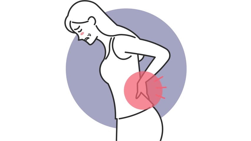 Woman with severe lower back pain and expression of suffering
