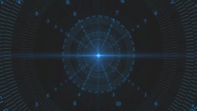 Neon pink line forming initiating grid extending and cyan reticle rings rotating for HUD display. Futuristic, sci-fi, technology, interface, digital, illuminated, space - Powered by Shutterstock - Get 15% off with code: PIKWIZARD15