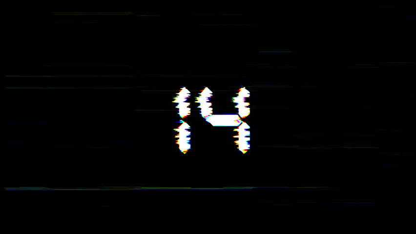15 second countdown Glitch, digital countdown 15 to zero on a black background, perfect for technology or futuristic themed designs, digital art projects, and presentations.