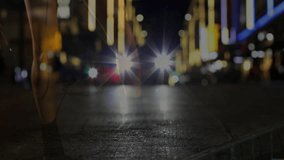 camera panning singer gripping microphone, performing music alongside guitarist, drummer by neon. Live music, urban nightlife, performance, musicians, cityscape, energy, concert - Powered by Shutterstock - Get 15% off with code: PIKWIZARD15