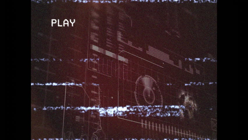 Static bands glitching HUD while PLAY tag holding, gauges pulsing charts simulating retro feedback. Futuristic, technology, interface, digital, static, interference, schematic - Powered by Shutterstock - Get 15% off with code: PIKWIZARD15