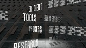 On start cube rotating as text clusters sliding and realaligning showing efficient tools process. Technology, innovation, data, visualization, digital, futuristic, analytics - Powered by Shutterstock - Get 15% off with code: PIKWIZARD15