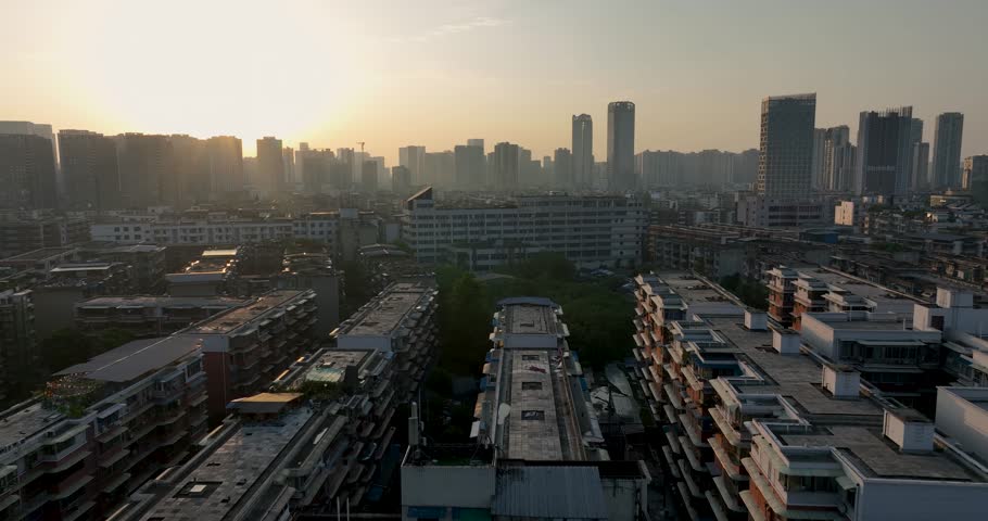 Chengdu,China- June 15,2025,Aerial footage of landscape in Chengdu city, China