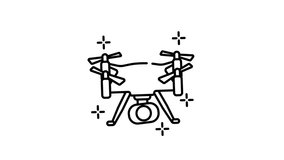 line art icon animation of  drone with camera ideal for tech, aerial photography, surveillance, innovation, equipment, and modern gadgets concepts. - Powered by Shutterstock - Get 15% off with code: PIKWIZARD15
