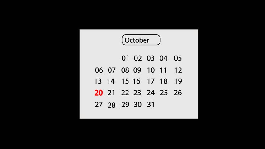 20 October Calendar Animation – Highlight Special Date with Smooth Motion Graphics video.