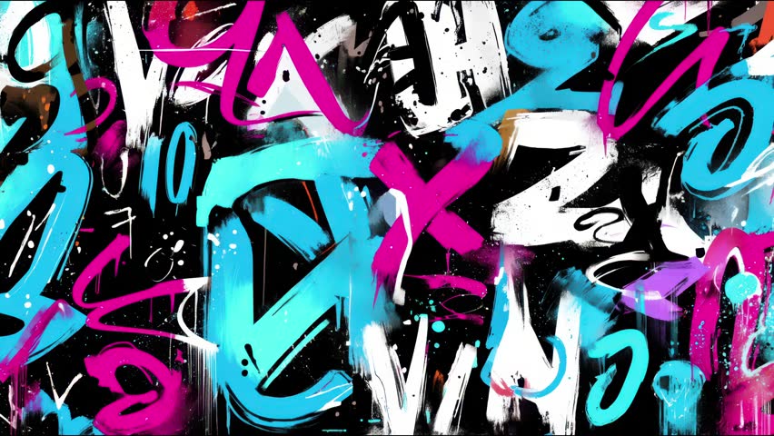Creative abstract cartoon-style animation featuring grungy brush splatters, handcrafted urban texture, and youthful street art vibes. Ideal for edgy edits, music visuals, and more.