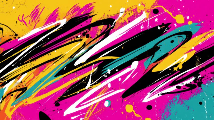 Neon-inspired animated street art loop with hand-drawn energy, bold cartoon grunge textures, and rhythmic paint motion. Perfect for creative edits, VJ shows, and visual storytelling.
