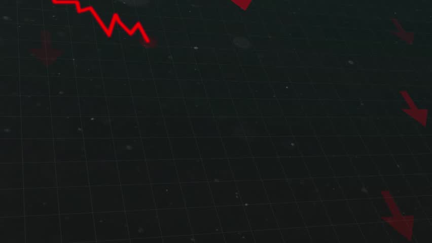 Red graph moving downward, financial decline animation on a dark background, perfect for economic crisis, stock market, or business themes. - Powered by Shutterstock - Get 15% off with code: PIKWIZARD15