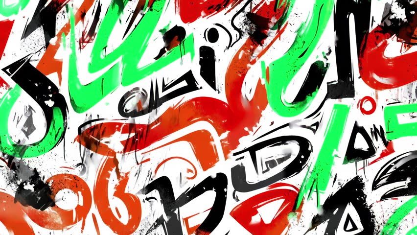 Expressive animated art loop with bold brush strokes, chaotic street art textures, and funky urban vibes. Ideal for motion graphics, VJ visuals, and background textures.