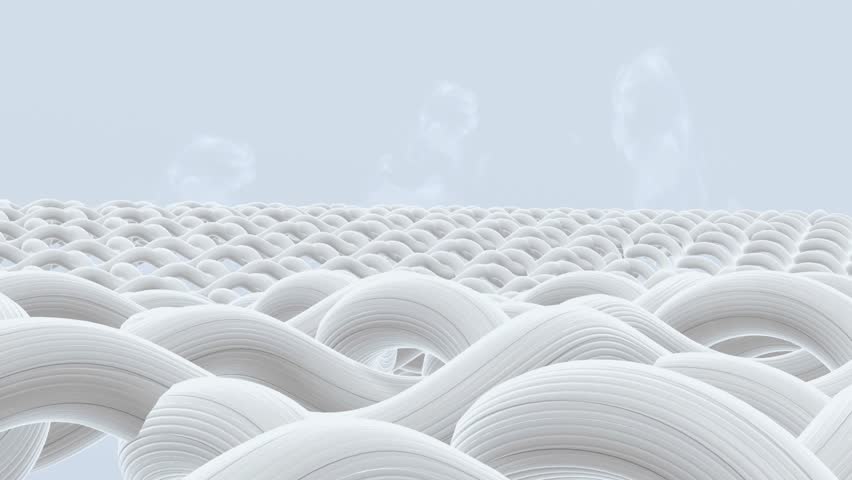 Textile fibers are wound to form threads, which are woven into a grid-like structure to ultimately produce soft, breathable fabrics, solutions for the textile fabric production process,3d rendering.