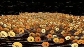 Bitcoin symbol technology, Science Technology hi tech background design. Vertical video, Glow blue digital landscape with cube particle. Crypto currency, - Powered by Shutterstock - Get 15% off with code: PIKWIZARD15