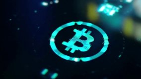 Blockchain Technology. Bitcoin digital currency, gold coin. Cyberspace digital network, Virtual reality. HUD, FUI, UI design. futuristic - Powered by Shutterstock - Get 15% off with code: PIKWIZARD15