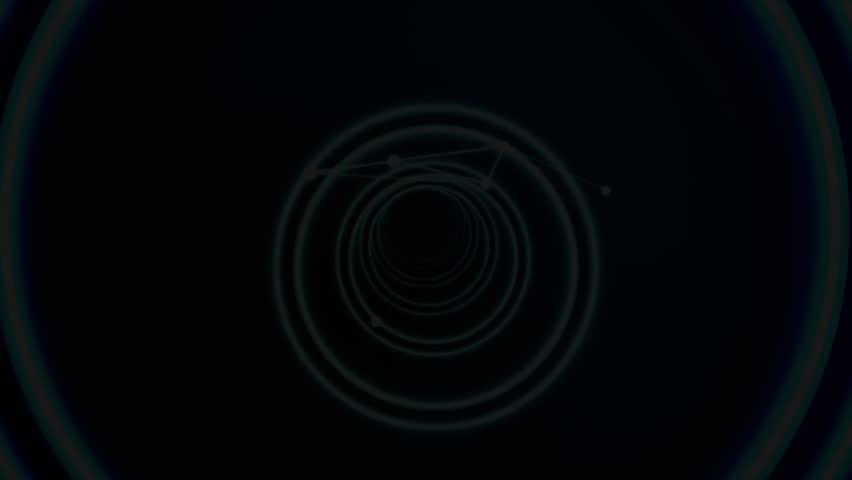 Pulsating rings starting green waveforms merging into particle burst visualizing energy release. Abstract, digital, sci-fi, futuristic, dynamic, motion, technological