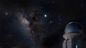 Timelapse of an astronomical observatory under The Night Sky With Milky way. - Powered by Shutterstock - Get 15% off with code: PIKWIZARD15