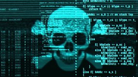 Abstract digital glitch effect with skull. Noise looped background for hacked mobile phone screen. Error signal loop. Virus code and software hack concept. Cyber security - Powered by Shutterstock - Get 15% off with code: PIKWIZARD15