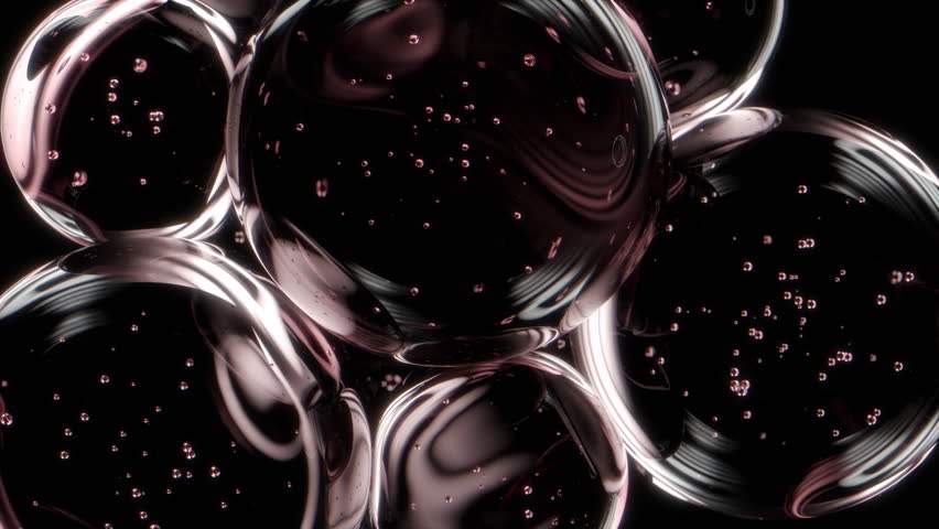 Cosmetics pink serum liquid bubbles 3d abstract background. Cosmetic moisturizer essence gel. Collagen fluid bubble molecule. Moisturizing cream or oil for personal health care and beauty skin concept