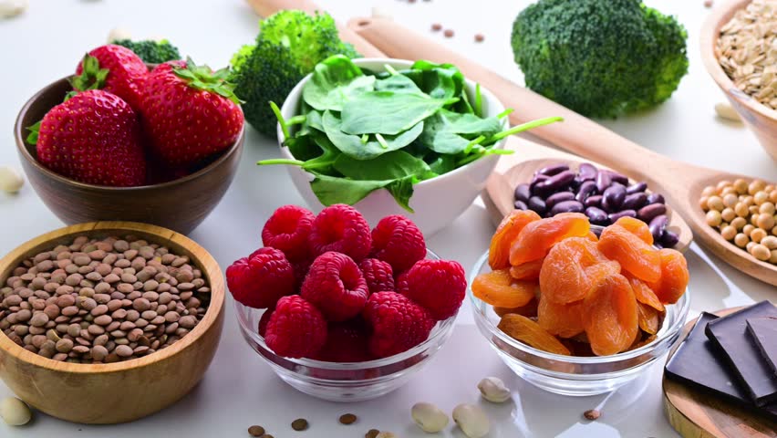 Foods containing significant amounts of iron.