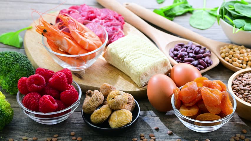 Foods containing significant amounts of iron.