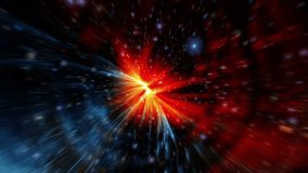 Abstract loop orange blue orion nebula stars space travel radial shine hyperspace tunnel through space time vortex background. 4K 3D Loop Sci-Fi space travel through wormhole. Abstract teleportation v - Powered by Shutterstock - Get 15% off with code: PIKWIZARD15