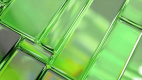 Green glass tiles rotating slowly, generating mesmerizing geometric pattern with luminous reflections and dynamic light interactions across translucent surfaces. 3D Illustration - Powered by Shutterstock - Get 15% off with code: PIKWIZARD15