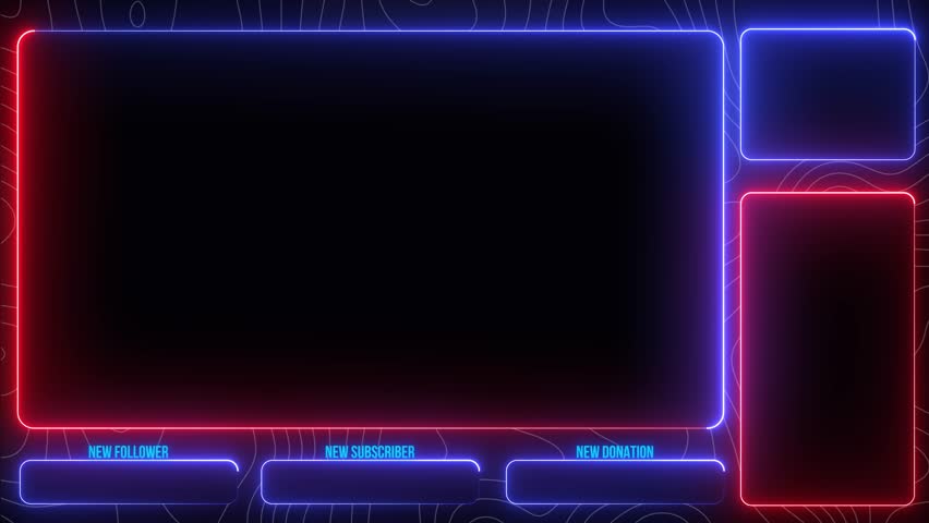 Intermission Stream Overlay Neon Animation with Alerts and Webcam Panels for Gaming and Streaming