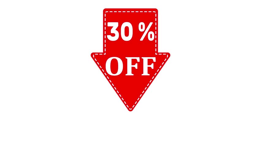 30 percent off. Animated arrow pointing to a product with a 30 percent discount.