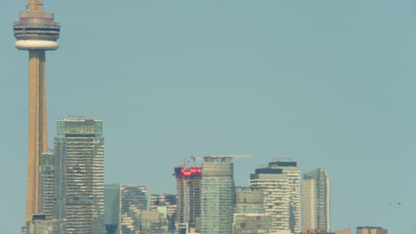 View at city in Eastern Canada during climate change, record-breaking heat wave in one of world