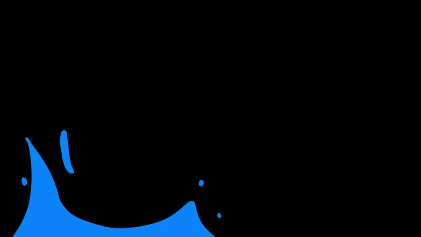 2D blue waves fill the black screen. Ocean-inspired cartoon animation with splashes in 4K and alpha. Ideal for smooth clip transitions.