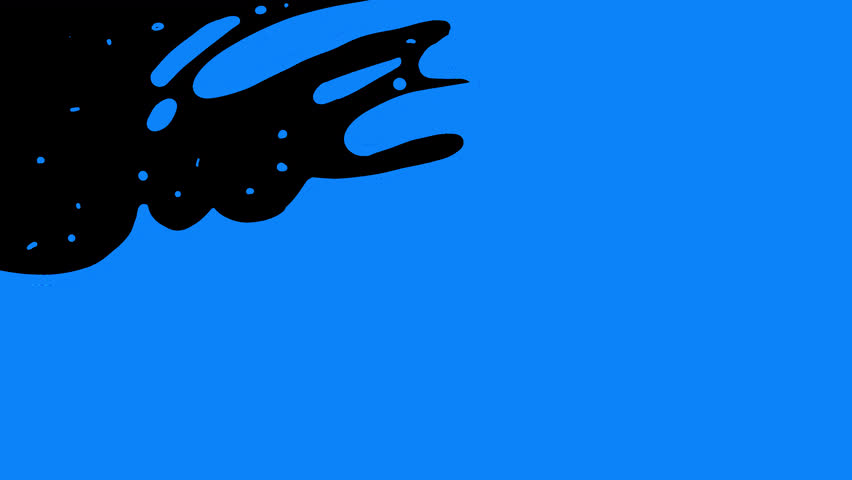 2D blue waves fill the black screen. Ocean-inspired cartoon animation with splashes in 4K and alpha. Ideal for smooth clip transitions.