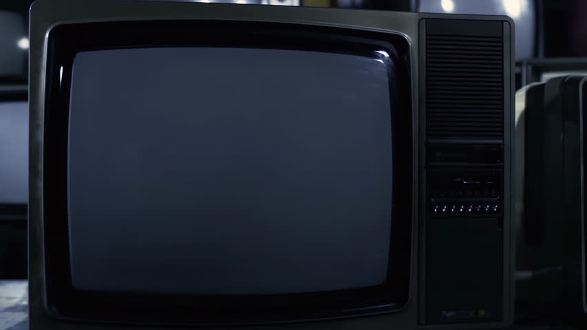 Retro Television Turns On With Static Noise Then Switches to Green Chroma Key Screen - Authentic Footage, Not AI-Generated - 4K