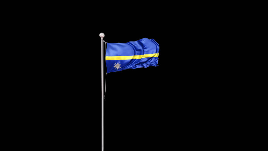 Nauru Flag Pole Animation Include Alpha 3D Rendering