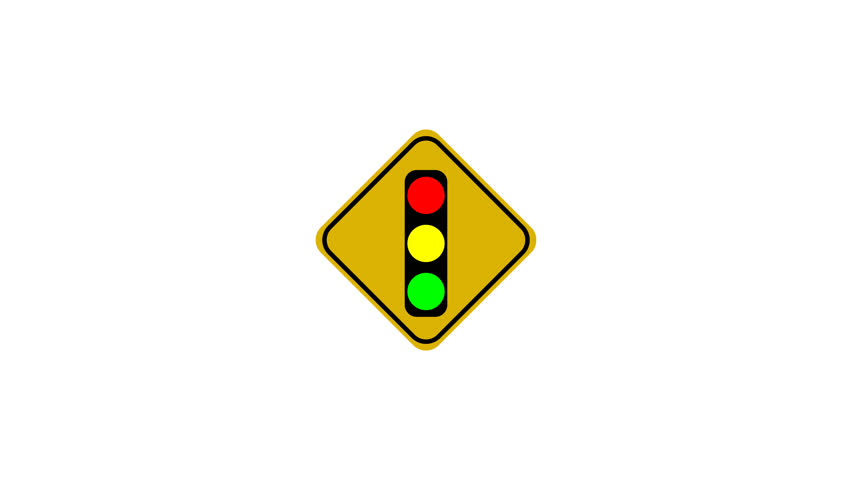 Animated Traffic Light Warning Sign - Vector Motion Graphic	
