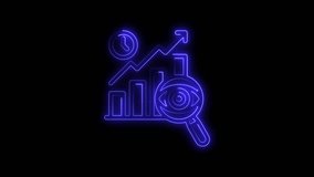 Neon Business Analytics Icon with Magnifying Glass and Growth Chart - Powered by Shutterstock - Get 15% off with code: PIKWIZARD15
