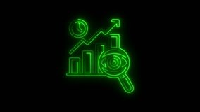 Neon Business Analytics Icon with Magnifying Glass and Growth Chart - Powered by Shutterstock - Get 15% off with code: PIKWIZARD15
