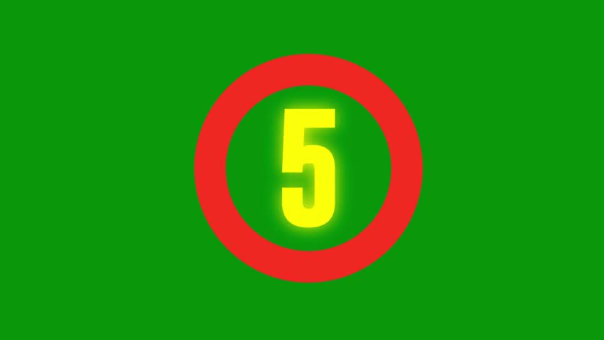 Countdown 5 to 0 Animation on Green Screen – Transparent Background Timer Video	
