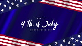 Happy 4th of July. US Independence day. Happy 4th of July Independence day lettering Animation with USA flag on blue background. 4k - Powered by Shutterstock - Get 15% off with code: PIKWIZARD15