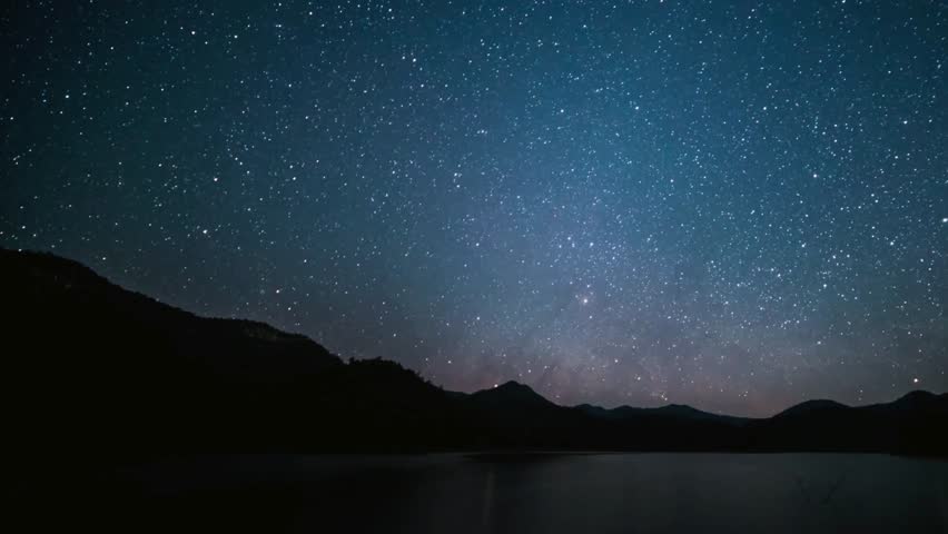 Night Sky over Mountain Lake, Starry Night Landscape Photography