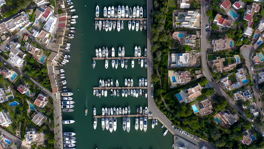 Aerial viewof the beautiful Marina Cala D’or and resorts, in the East side of Mallorca Island, Spain.