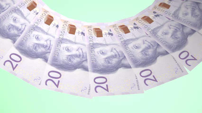 Stylish Looping Design of 20 kronor Currency of Sweden