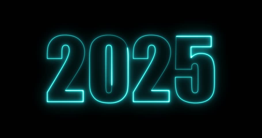Glowing Neon Text Animation "2025" | Futuristic Year Title Reveal