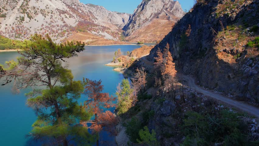 Landmark Green Canyon in Antalya Turkey, Manavgat Mountain Lake aerial view.
