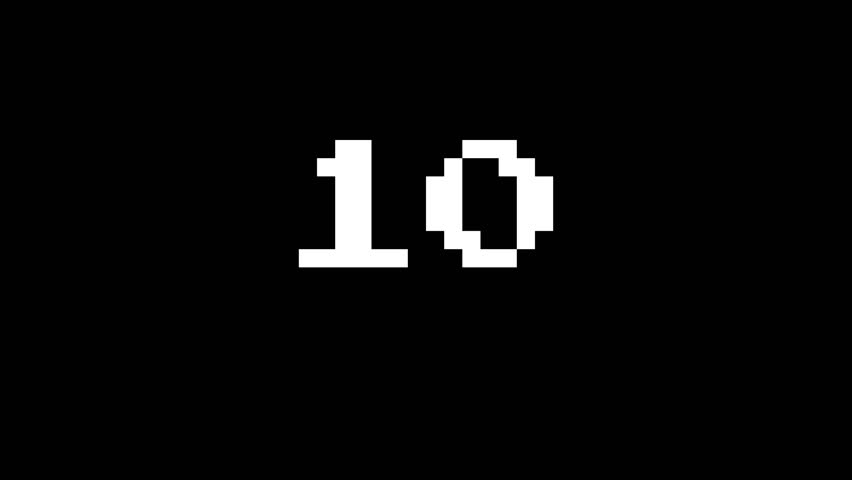 VHS Glitch 10 countdown video 4k in black background