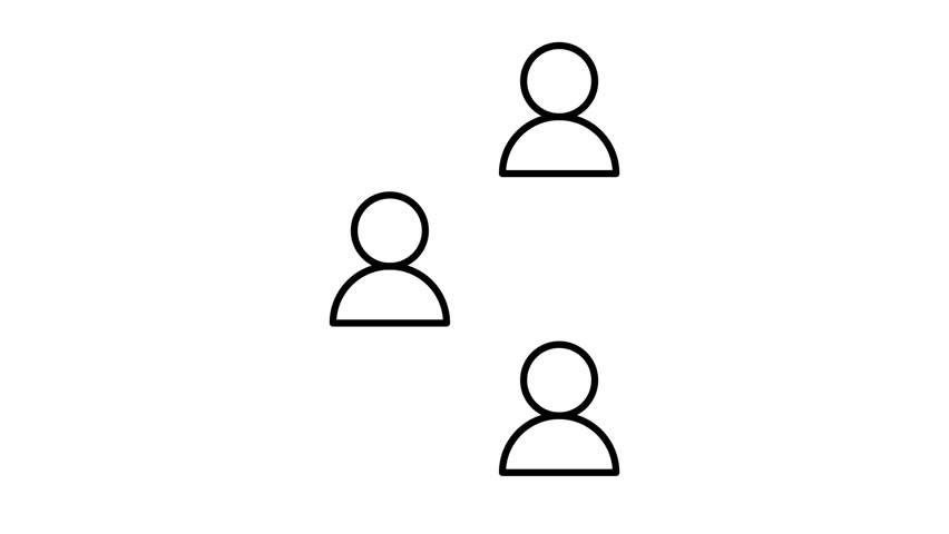 Group chatting icon animation. Concept of social media communication through messages ,call. Black illustration isolated on White background .
