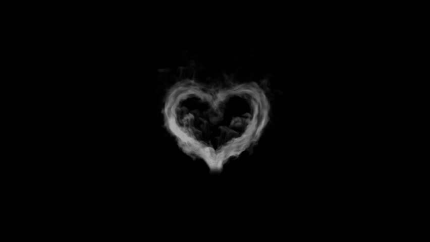 Abstract Heart Shape Forming From White Smoke On A Black Background For Valentine's Day Design Elements And Romantic Concepts