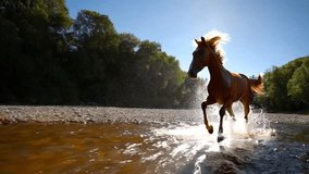 Slow motion beautiful horse running along the beach at the sunrise time footage. - Powered by Shutterstock - Get 15% off with code: PIKWIZARD15